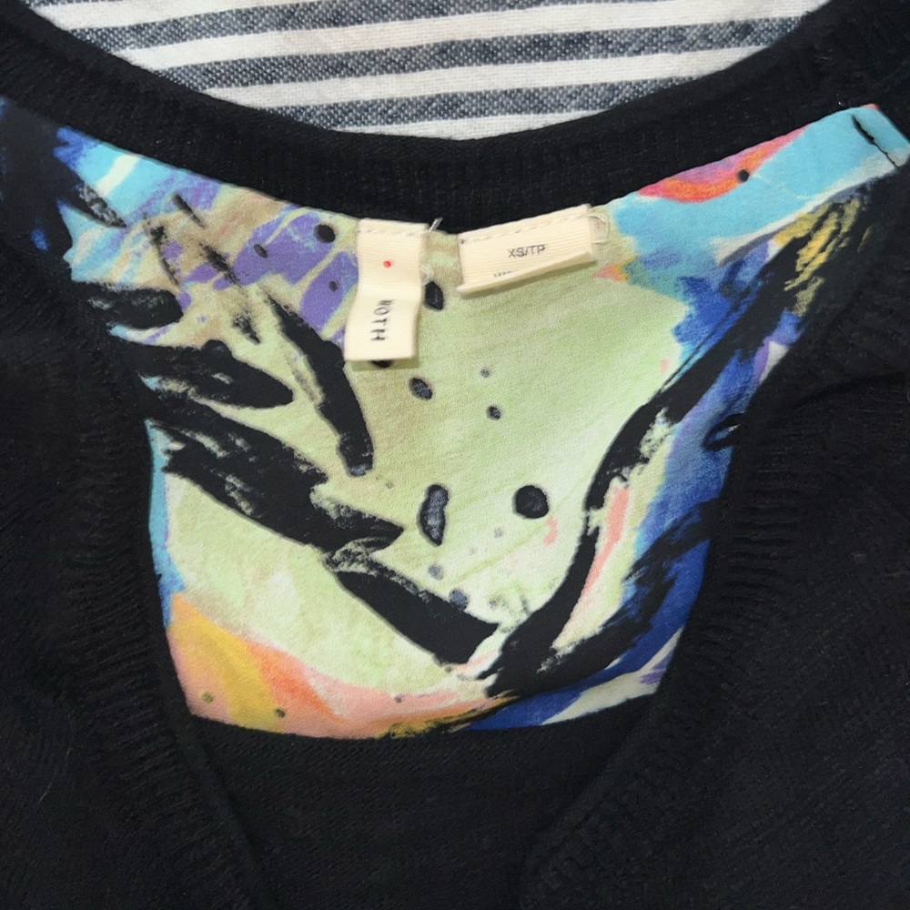 Moth for Anthropologie Black Floral Peekaboo Pullover Sweater size Small S - Picture 4 of 4